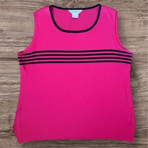 Misook Fuchsia Sleeveless Top with Black Stripes Size 1x